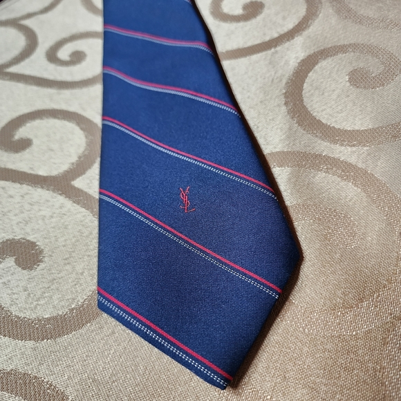 Yves Saint Laurent Other - Vintage Yves Saint Laurent Navy Blue & Red Striped Neck Tie